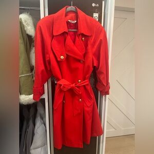 Red Double-Breasted Trench Coat